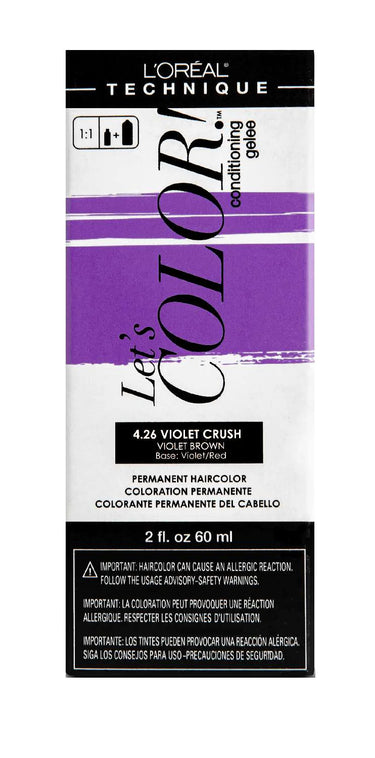L’Oréal Technique Let's COLOR Permanent Gel Hair Color – 4.26 Violet Crush (Violet Brown, Violet/Red Base) – 2 fl oz - ANNS BEAUTY SUPPLY
